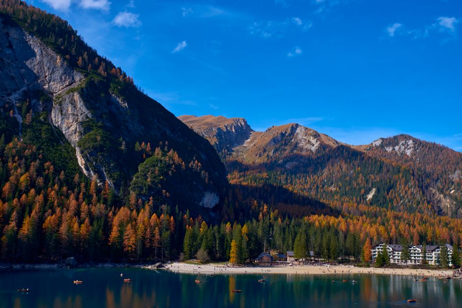 Lago di Braies' shoreline path, Italy