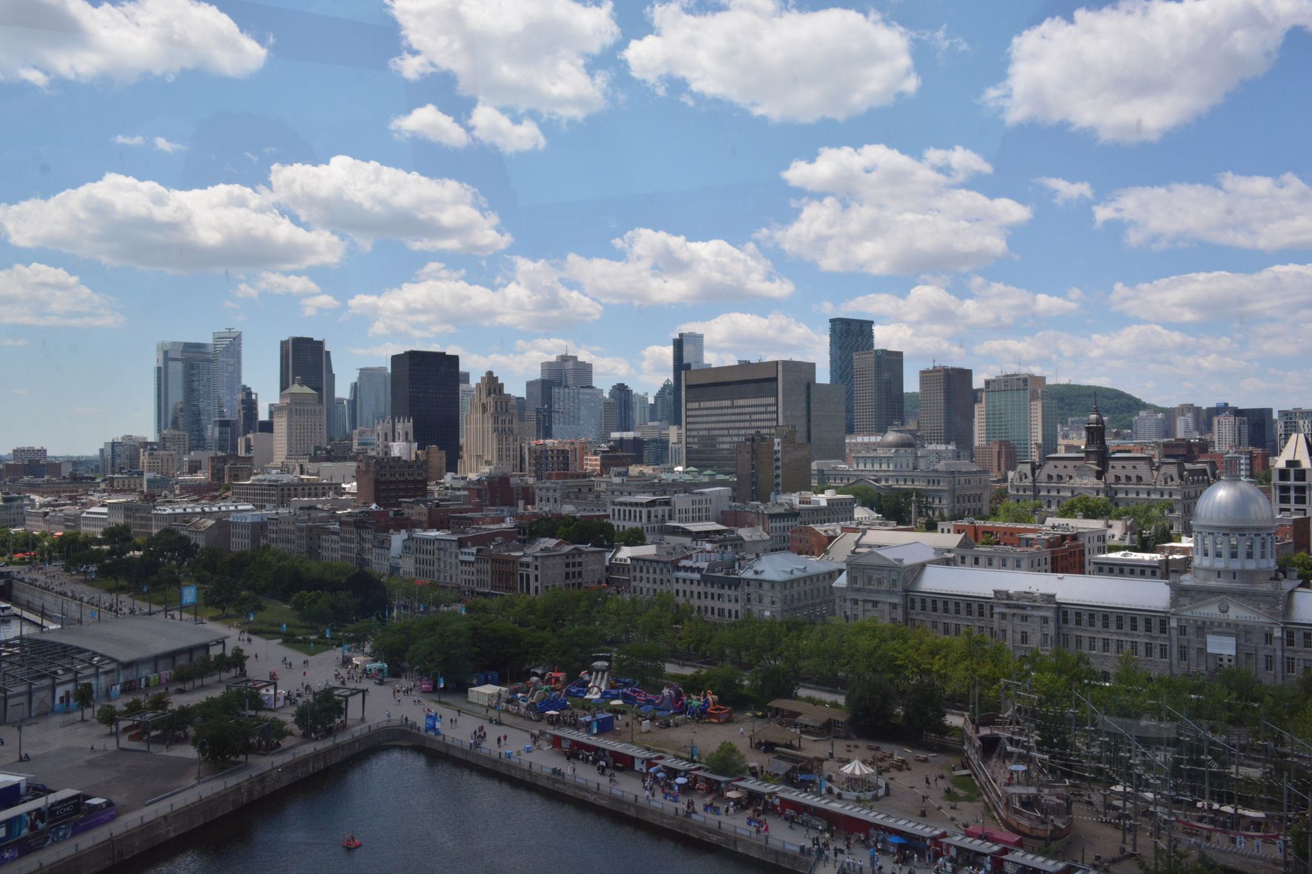 A vibrant collage showing the contrasting modern skyline of Vancouver against the historic, European-influenced architecture of Montreal, symbolizing their distinct cultural identities.